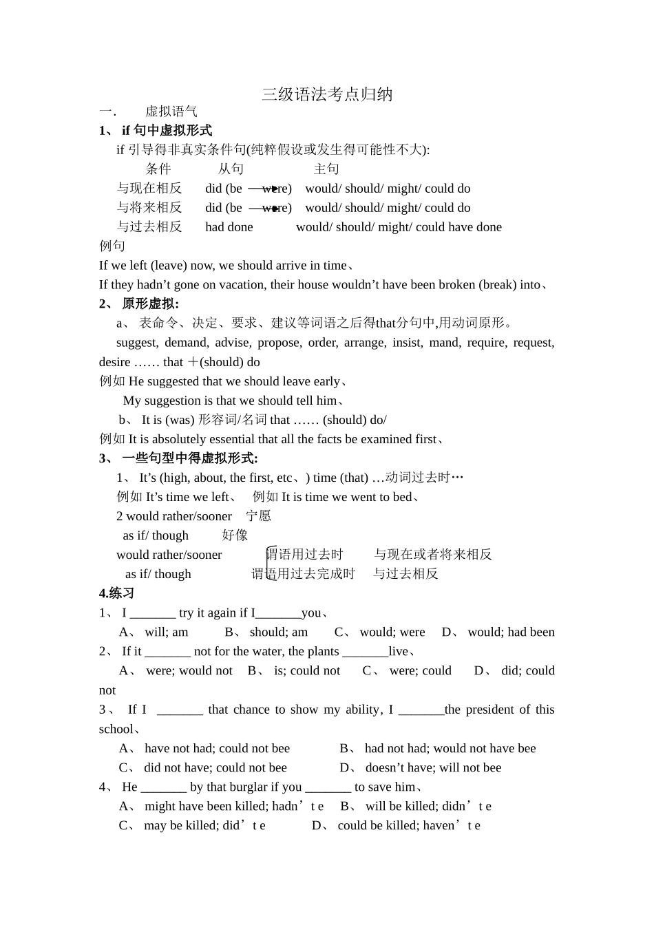 大学英语三级语法知识总结汇总_第1页
