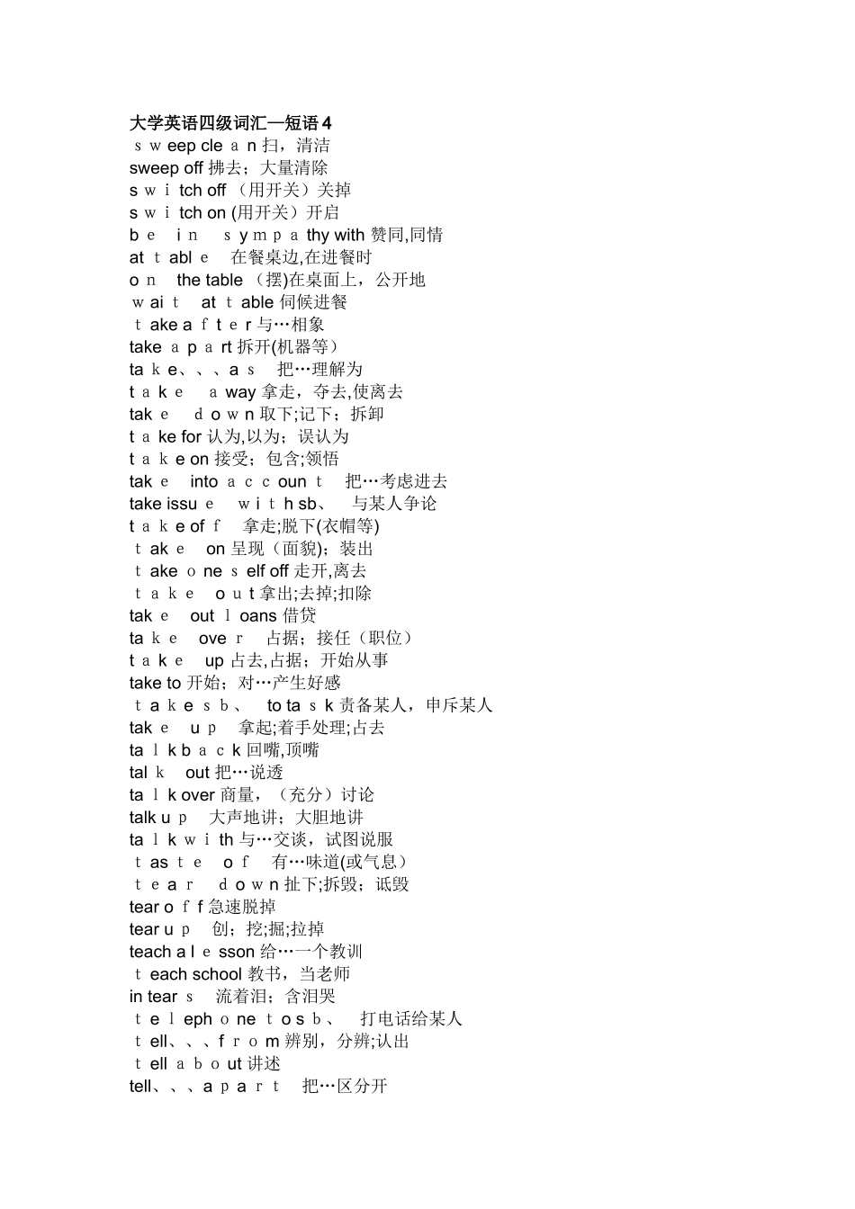 大学英语四级词汇短语----乱序版_第1页