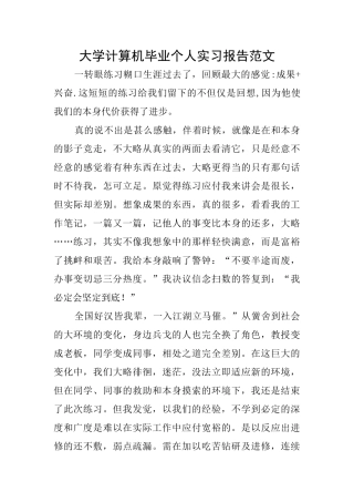 大学计算机毕业个人实习报告范文