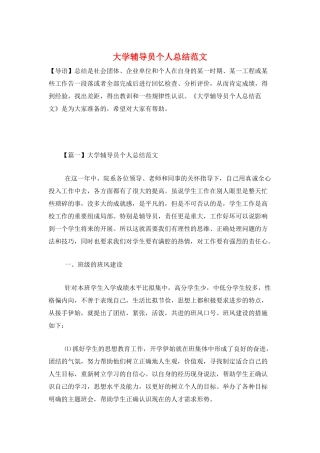 大学辅导员个人总结范文