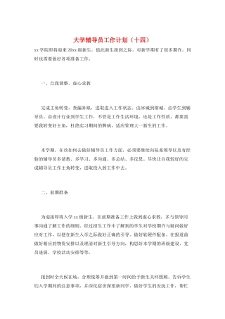 大学辅导员工作计划