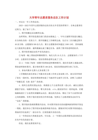 大学青年志愿者服务总队工作计划