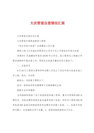 大庆管道自查情况汇报
