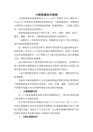 大树移栽技术流程