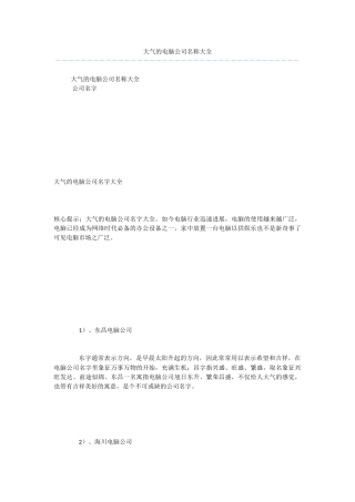 大气的电脑公司名称大全