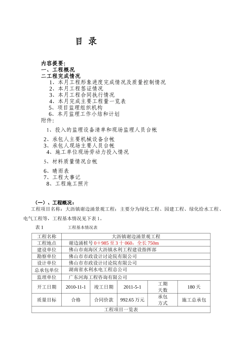 大沥镇谢边涌景观工程监理月报_第1页
