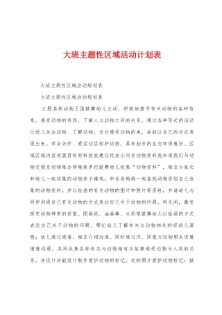大班主题性区域活动计划表