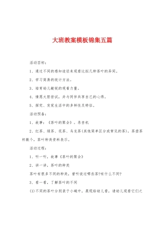 大班教案模板锦集五篇