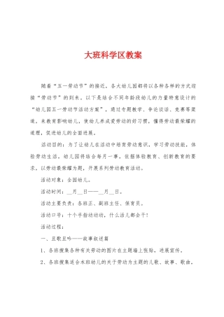 大班科学区教案