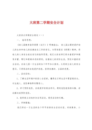 大班第二学期安全计划