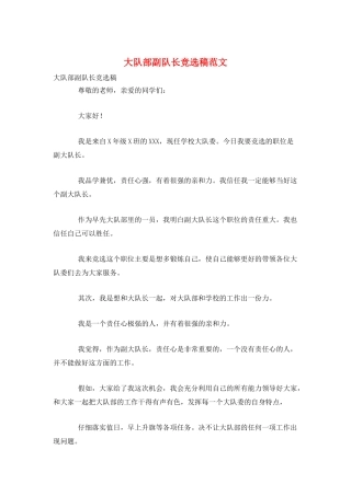 大队部副队长竞选稿范文