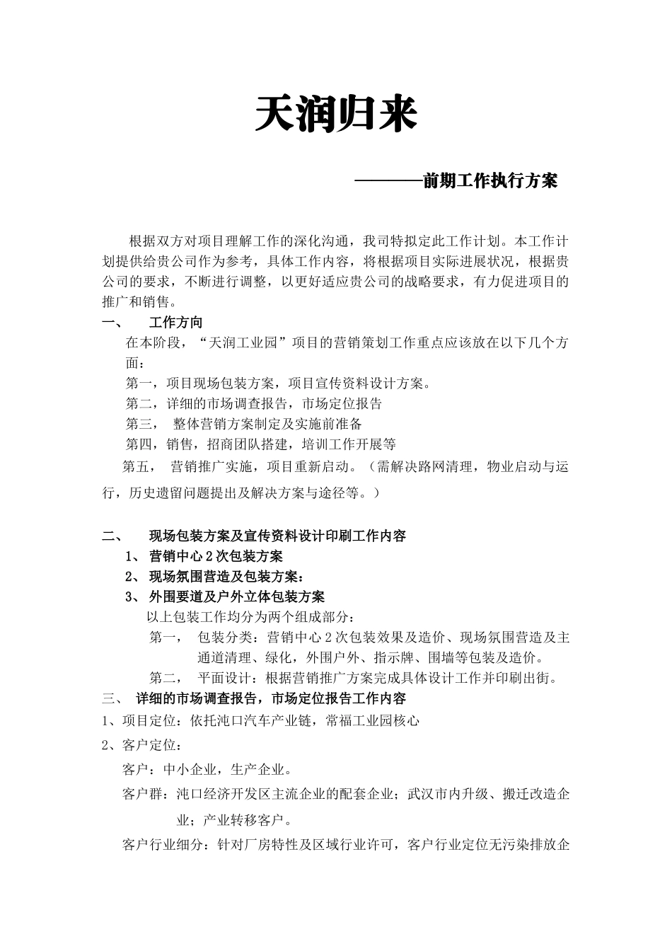 天润归来之执行方案_第1页