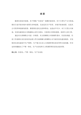 太原钢铁公司信息化存在的问题及对策研究样本