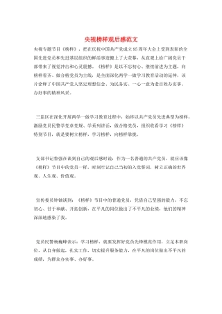 央视榜样观后感范文