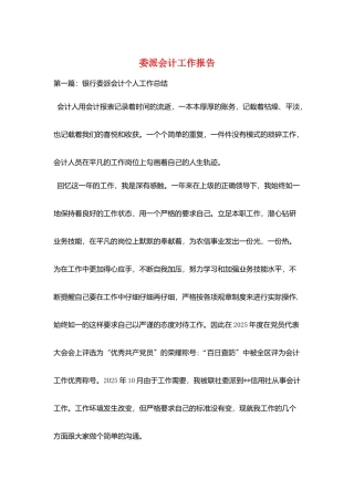 委派会计工作报告