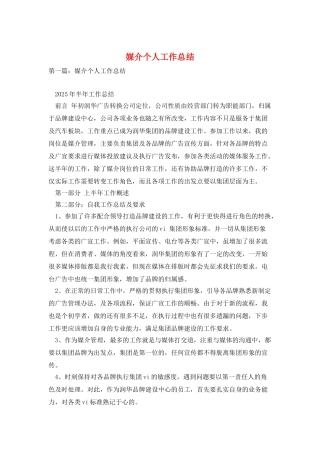 媒介个人工作总结
