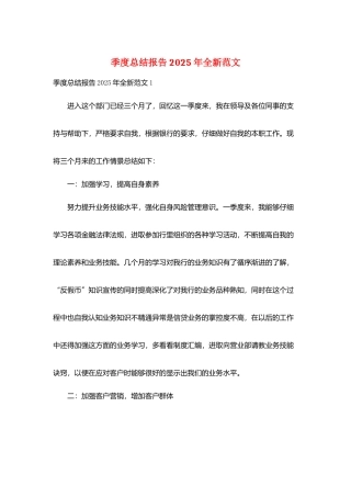 季度总结报告2025年全新范文
