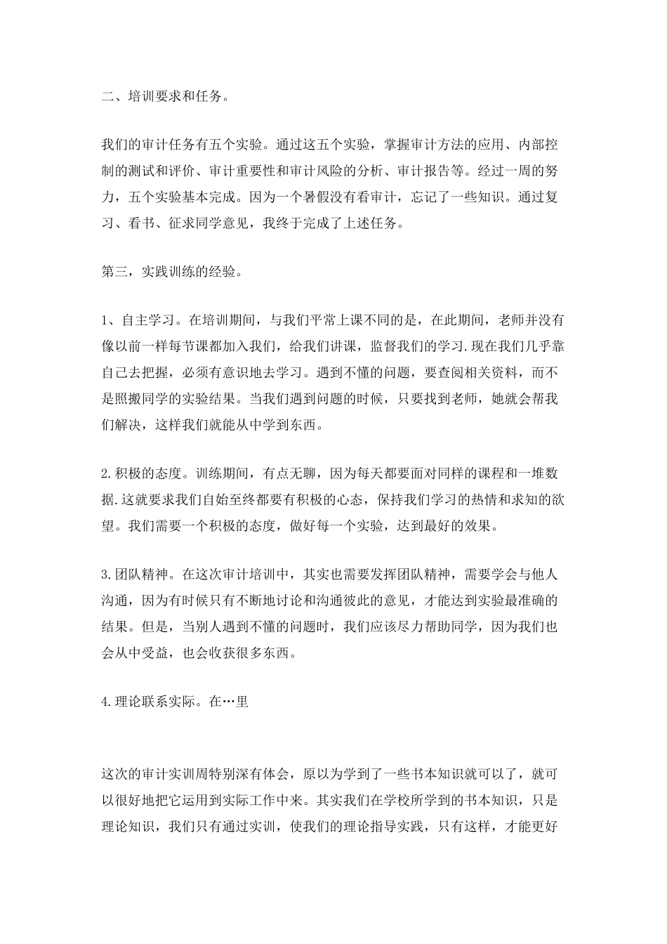 学习审计实训的心得体会_第2页