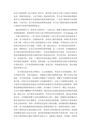 学习电子商务总结