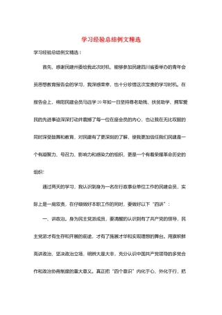 学习经验总结例文精选