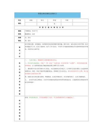 学困生转化情况记录表