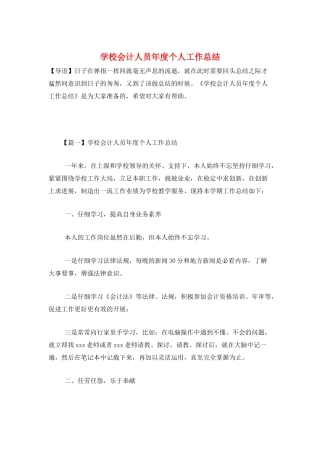 学校会计人员年度个人工作总结