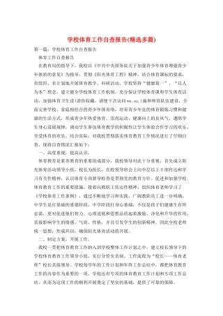 学校体育工作自查报告