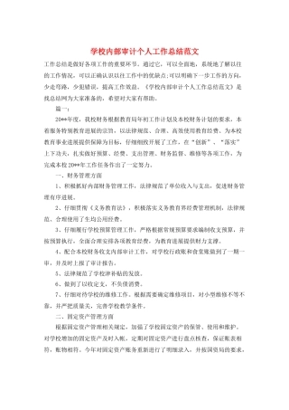 学校内部审计个人工作总结范文