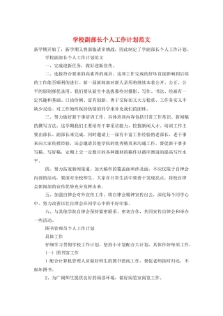 学校副部长个人工作计划范文