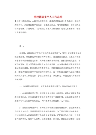学校团总支个人工作总结