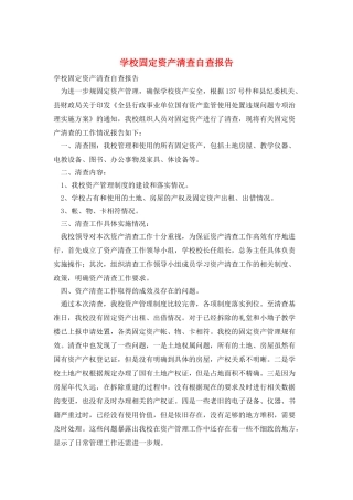 学校固定资产清查自查报告