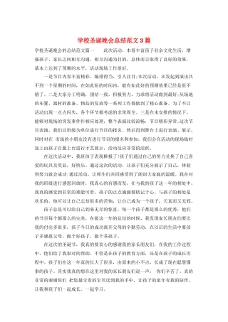 学校圣诞晚会总结范文3篇