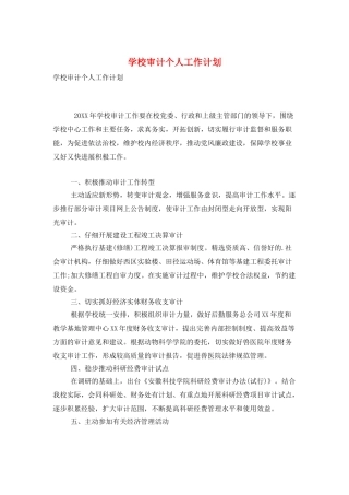 学校审计个人工作计划