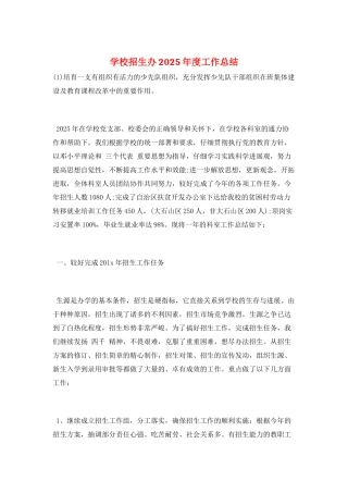 学校招生办2025年度工作总结