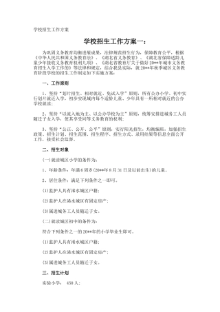 学校招生工作方案