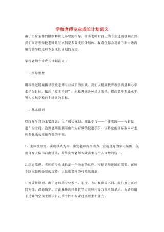 学校教师专业成长计划范文