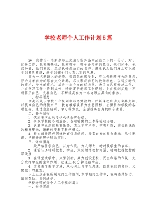 学校教师个人工作计划5篇