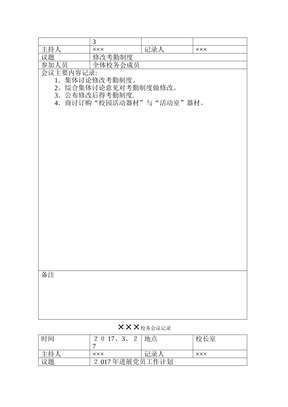 学校校务会议记录_第2页