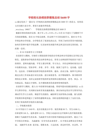 学校校长助理挂职锻炼总结5600字
