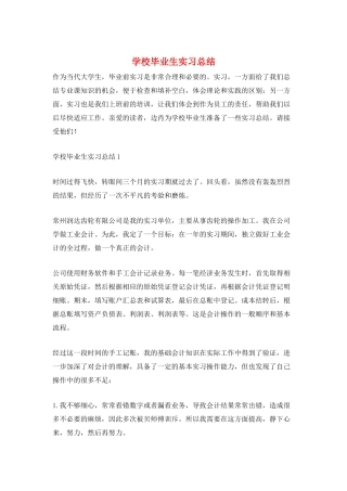 学校毕业生实习总结