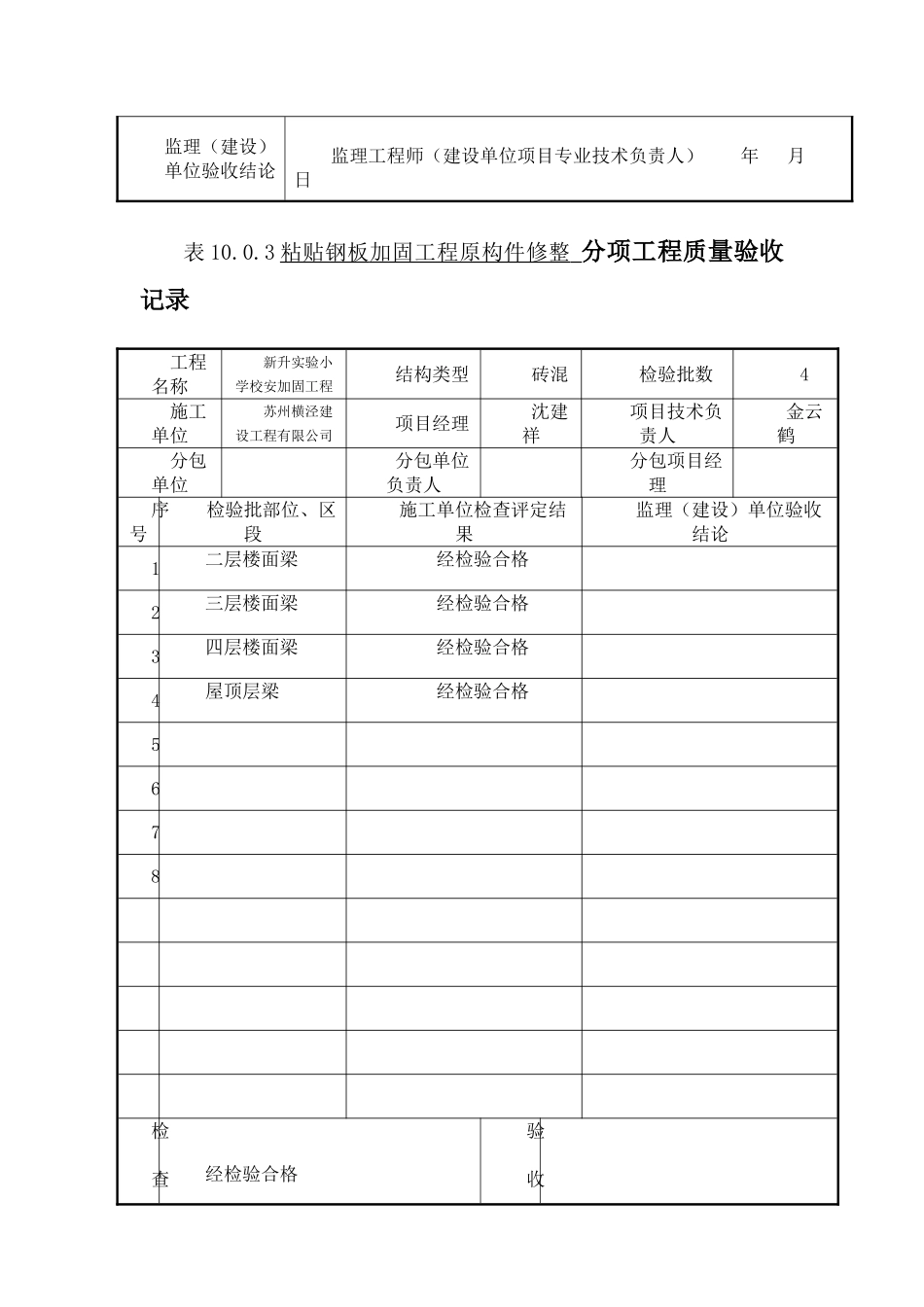 学校粘帖钢板加固工程检验批质量验收记录_第2页