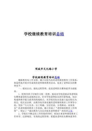 学校继续教育培训总结