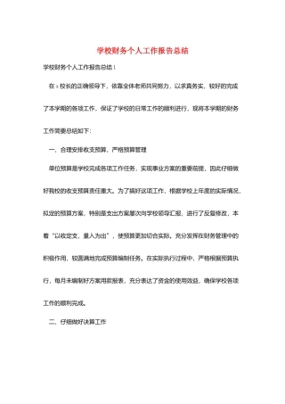 学校财务个人工作报告总结