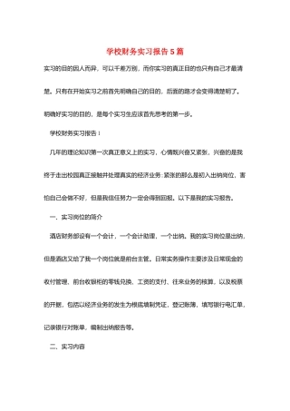 学校财务实习报告5篇