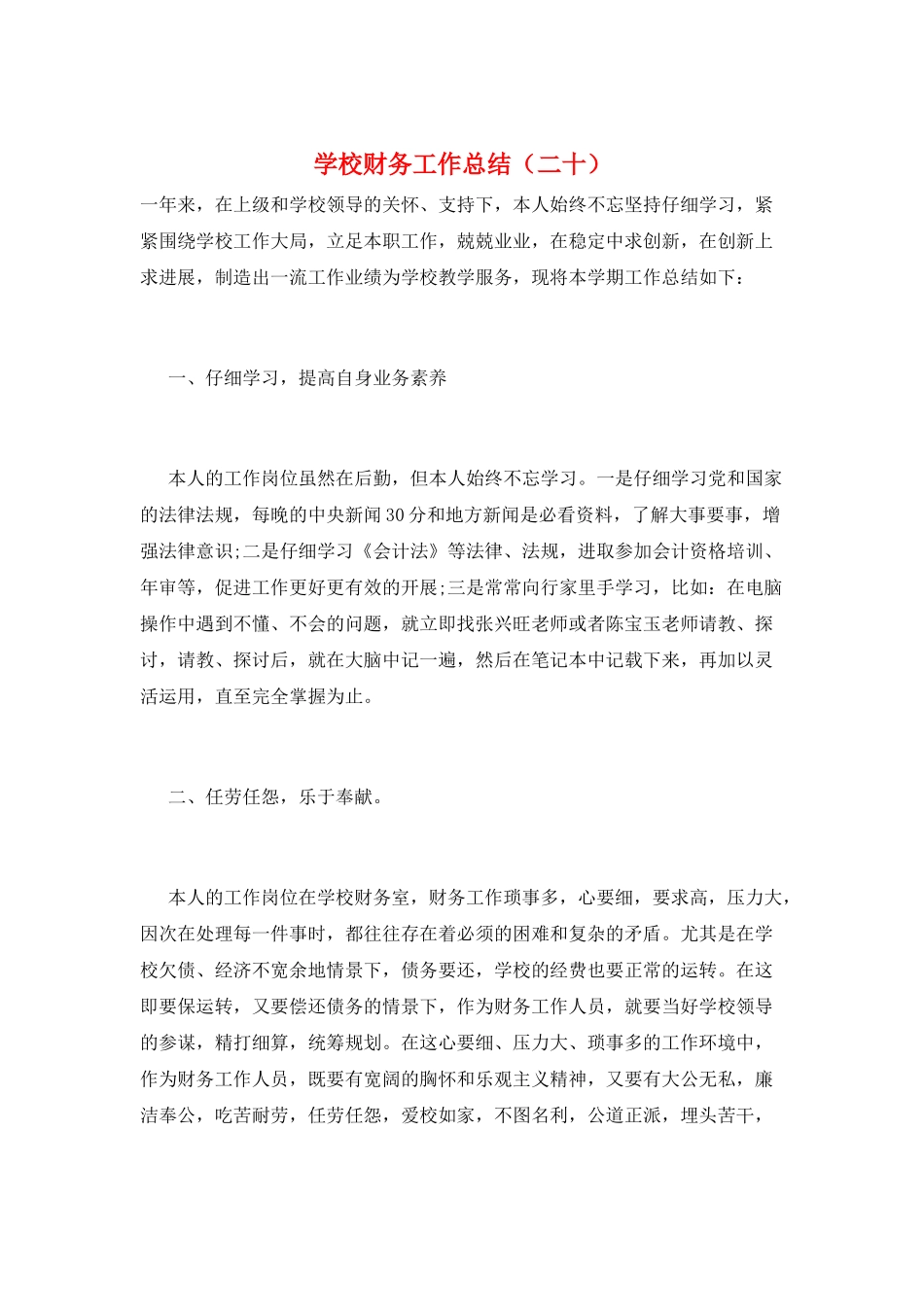 学校财务工作总结(二十)_第1页