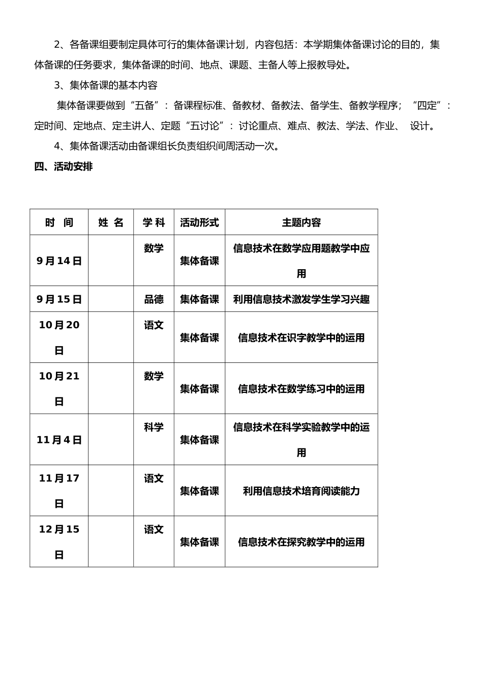 学校集体备课工作计划_第2页
