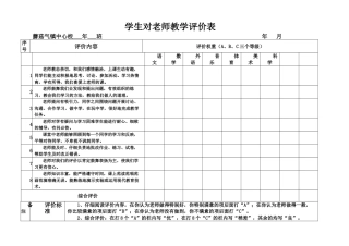 学生、家长对教师教学评价表