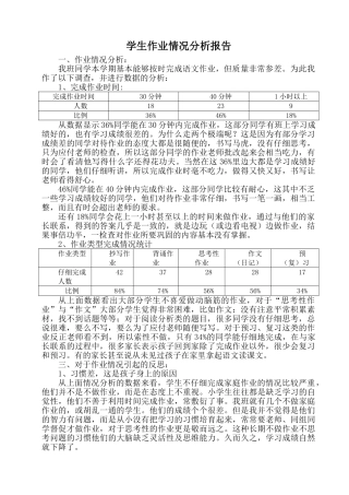 学生作业情况分析报告
