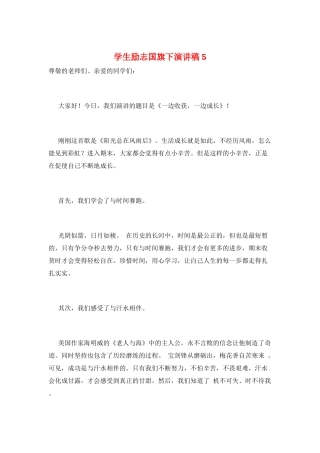 学生励志国旗下演讲稿5