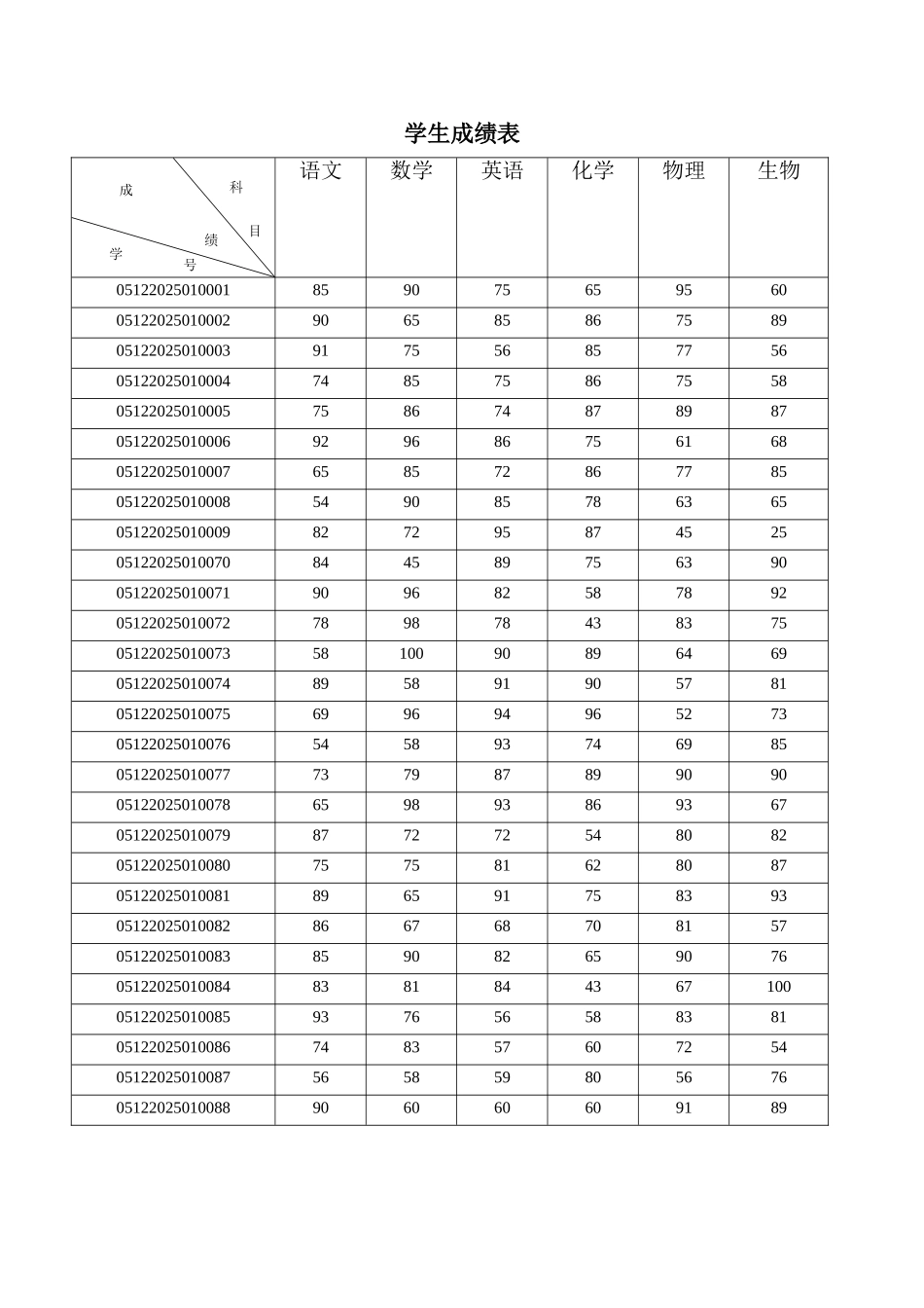学生成绩表最终效果_第1页